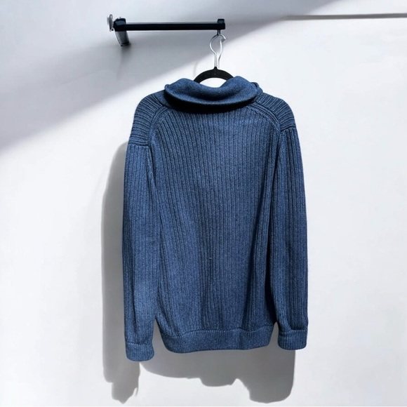 🌻Duluth Trading Company Blue Brigadier Shawl Collar Sweater Men's Size Medium - Picture 4 of 6